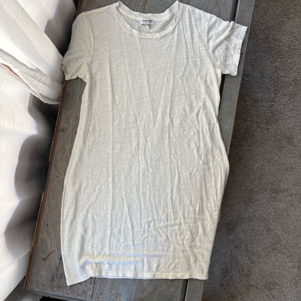 Shaina Mote white linen t-shirt dress | size 4
